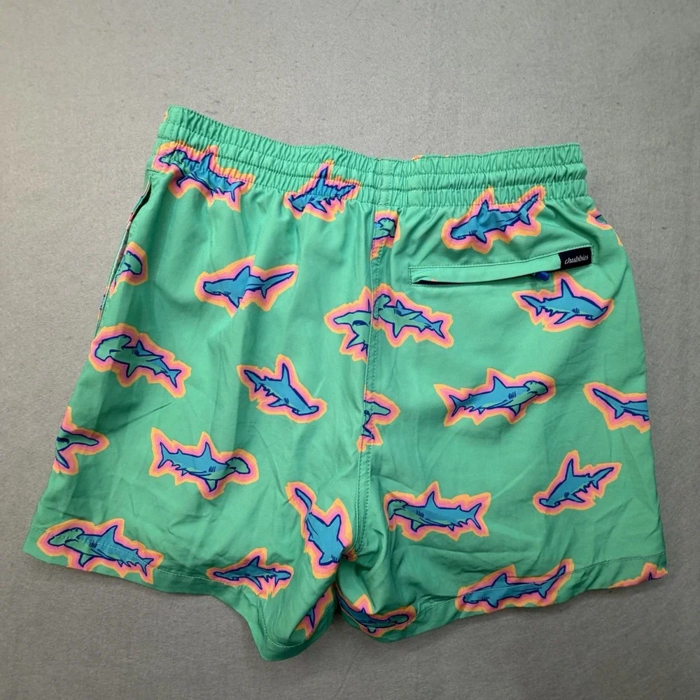 Chubbies The Apex Swimmers Swim Trunks Shark Neon Glades Mint Small S 5.5